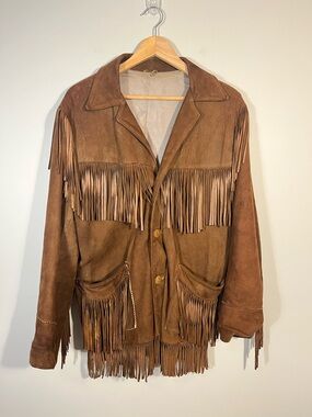 Vintage JooKay Fringe Doe Skin Suede Jacket Brown Western Rare M/L